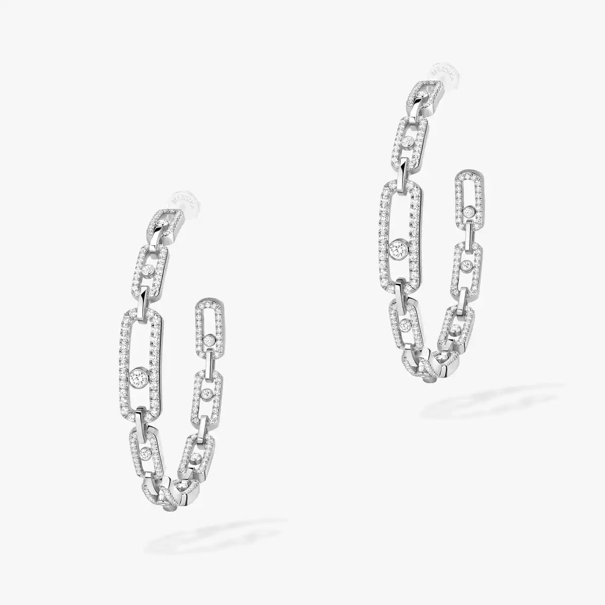 [[moco jewelrys]Move Link Diamond Hoop Earrings
