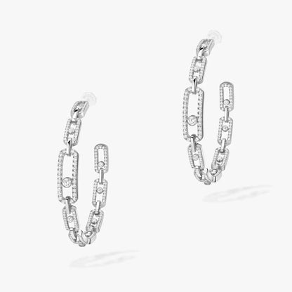 [[moco jewelrys]Move Link Diamond Hoop Earrings