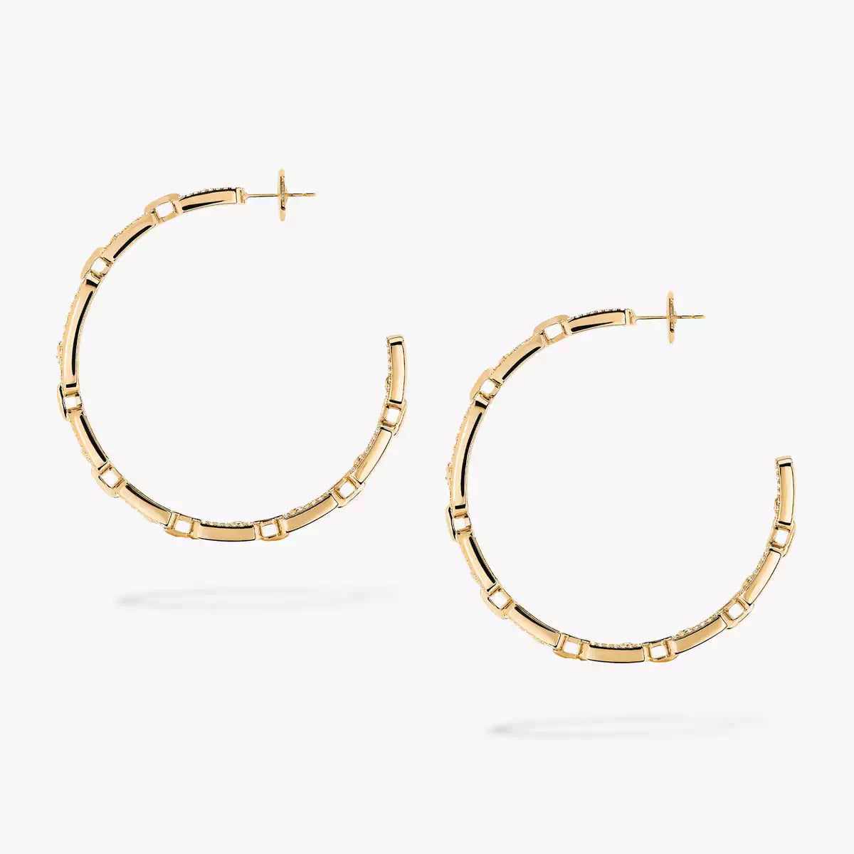 [[moco jewelrys]Move Link Diamond Hoop Earrings