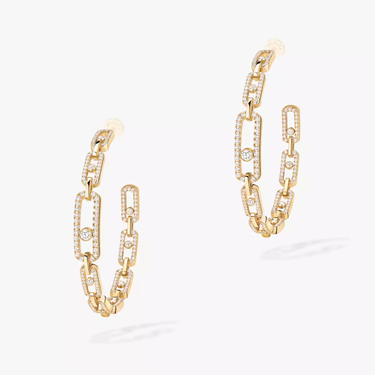 [[moco jewelrys]Move Link Diamond Hoop Earrings