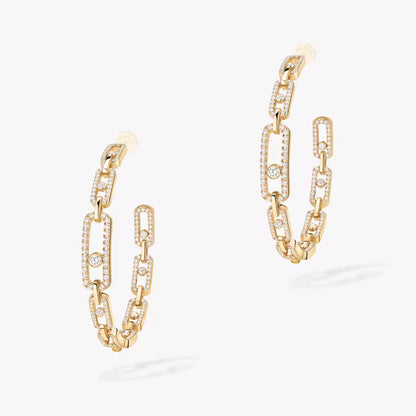 [[moco jewelrys]Move Link Diamond Hoop Earrings