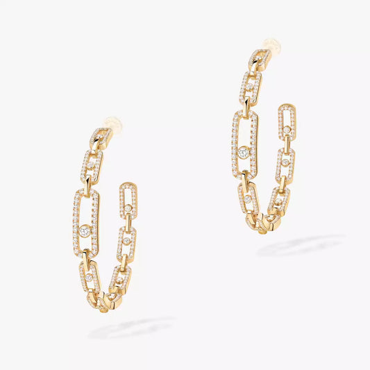 [[moco jewelrys]Move Link Diamond Hoop Earrings