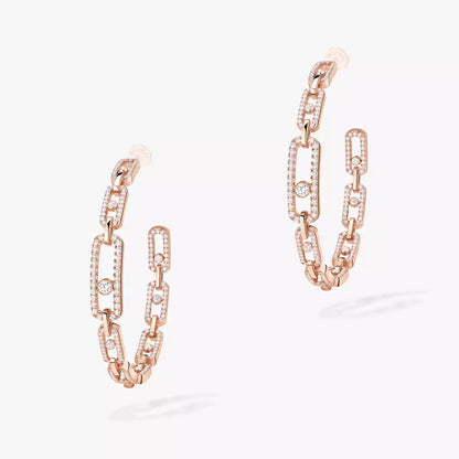 [[moco jewelrys]Move Link Diamond Hoop Earrings