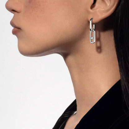 [moco jewelrys]Move Link Diamond Earrings