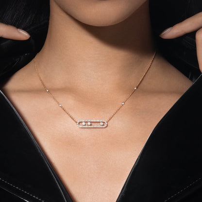 [moco jewelrys] Move Pave_ Rose Gold Diamond Necklace