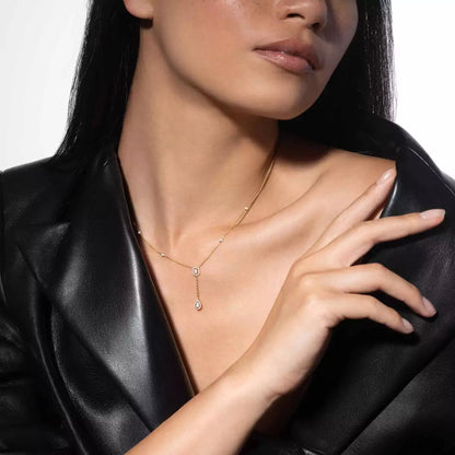 [moco jewelrys]Gold Diamond Tie Necklace