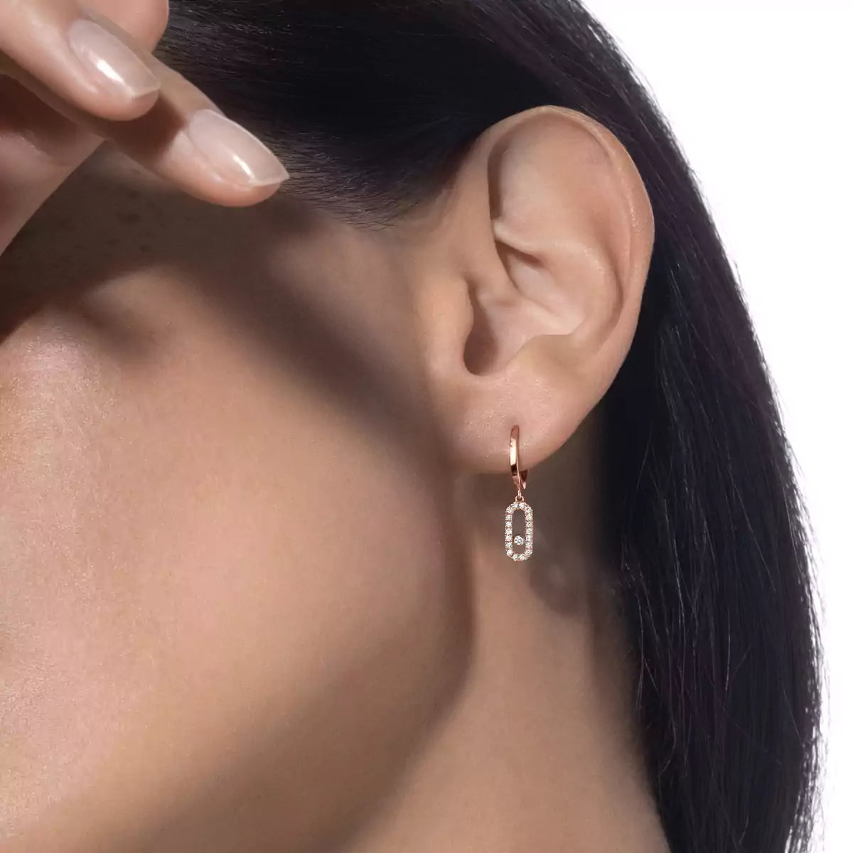 [moco jewelrys]Move Uno Single Diamond Hoop Earring