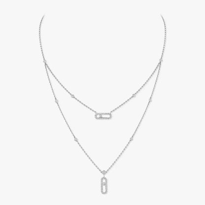 [moco jewelrys]2 Rows Rose Gold Diamond Pave_ Necklace Move Uno