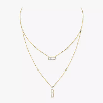 [moco jewelrys]2 Rows Rose Gold Diamond Pave_ Necklace Move Uno