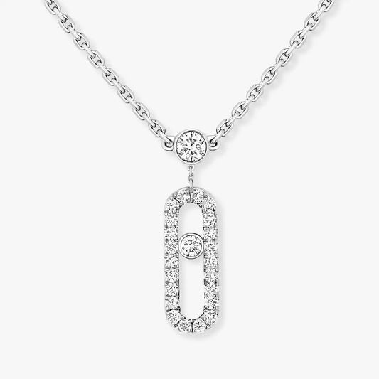 [moco jewelrys]2 Rows Rose Gold Diamond Pave_ Necklace Move Uno