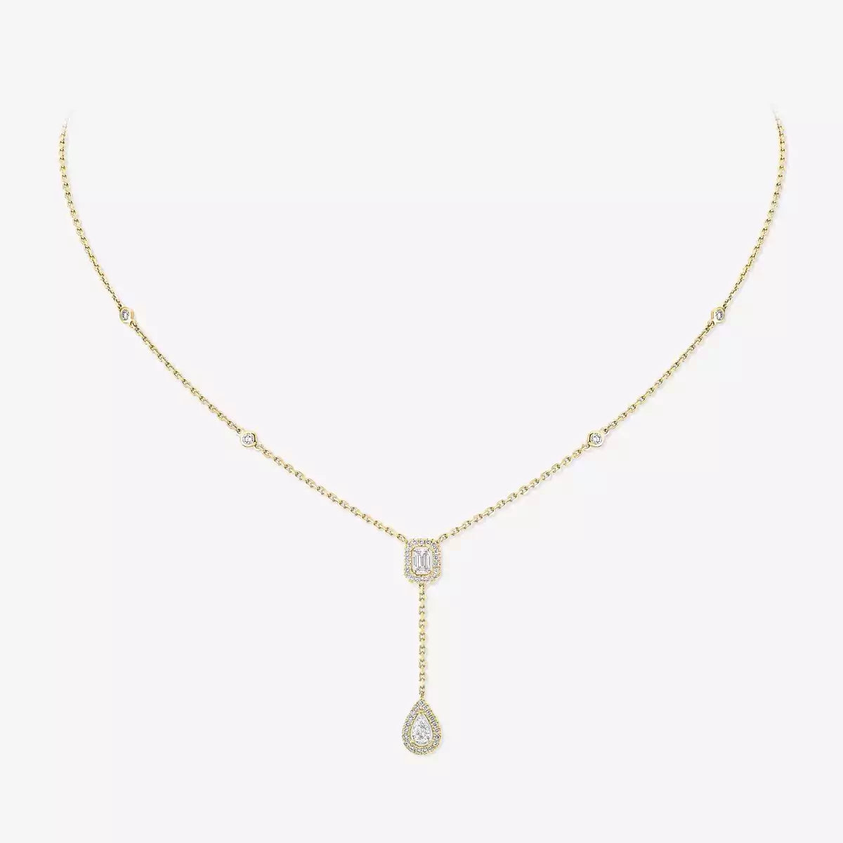 [moco jewelrys]Gold Diamond Tie Necklace