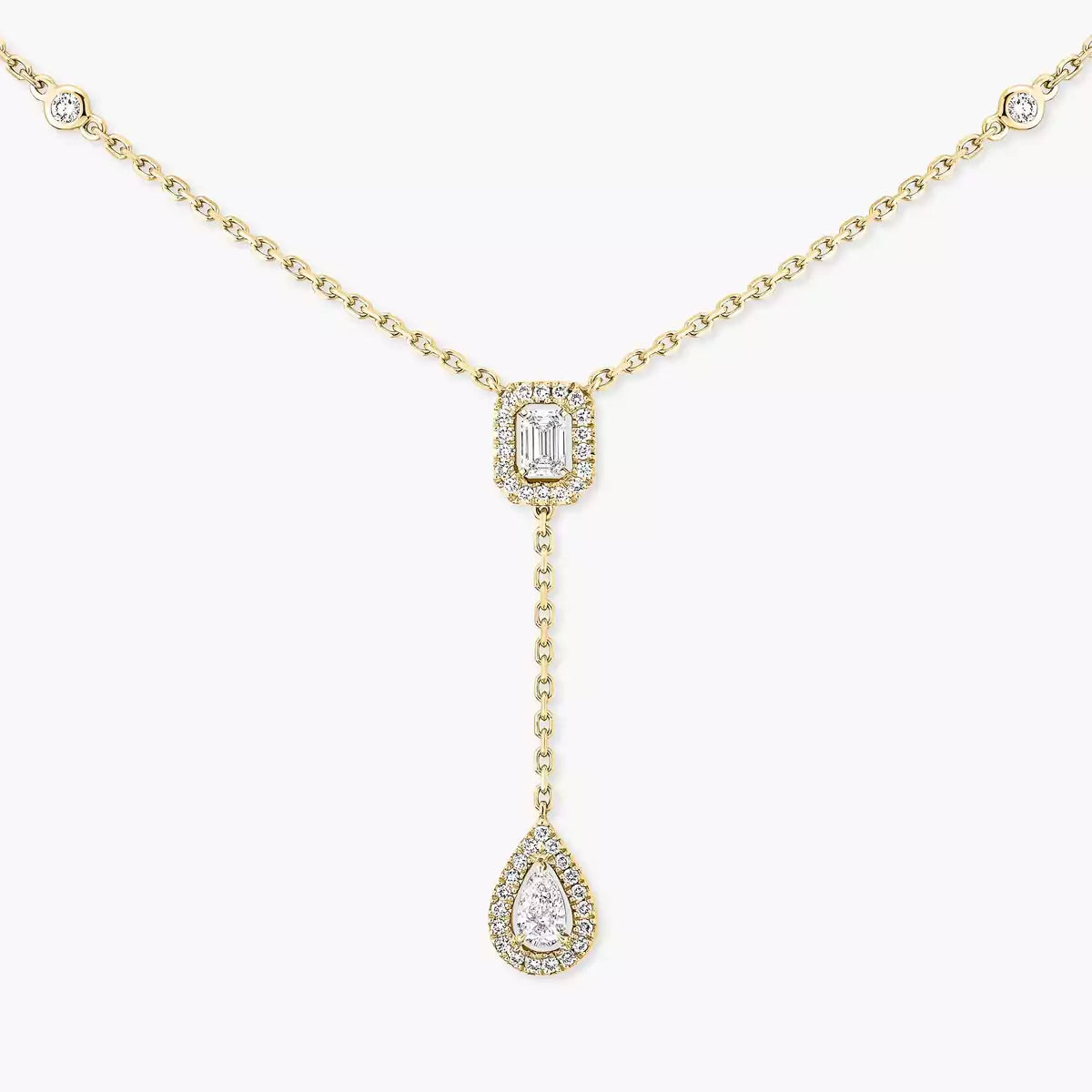 [moco jewelrys]Gold Diamond Tie Necklace
