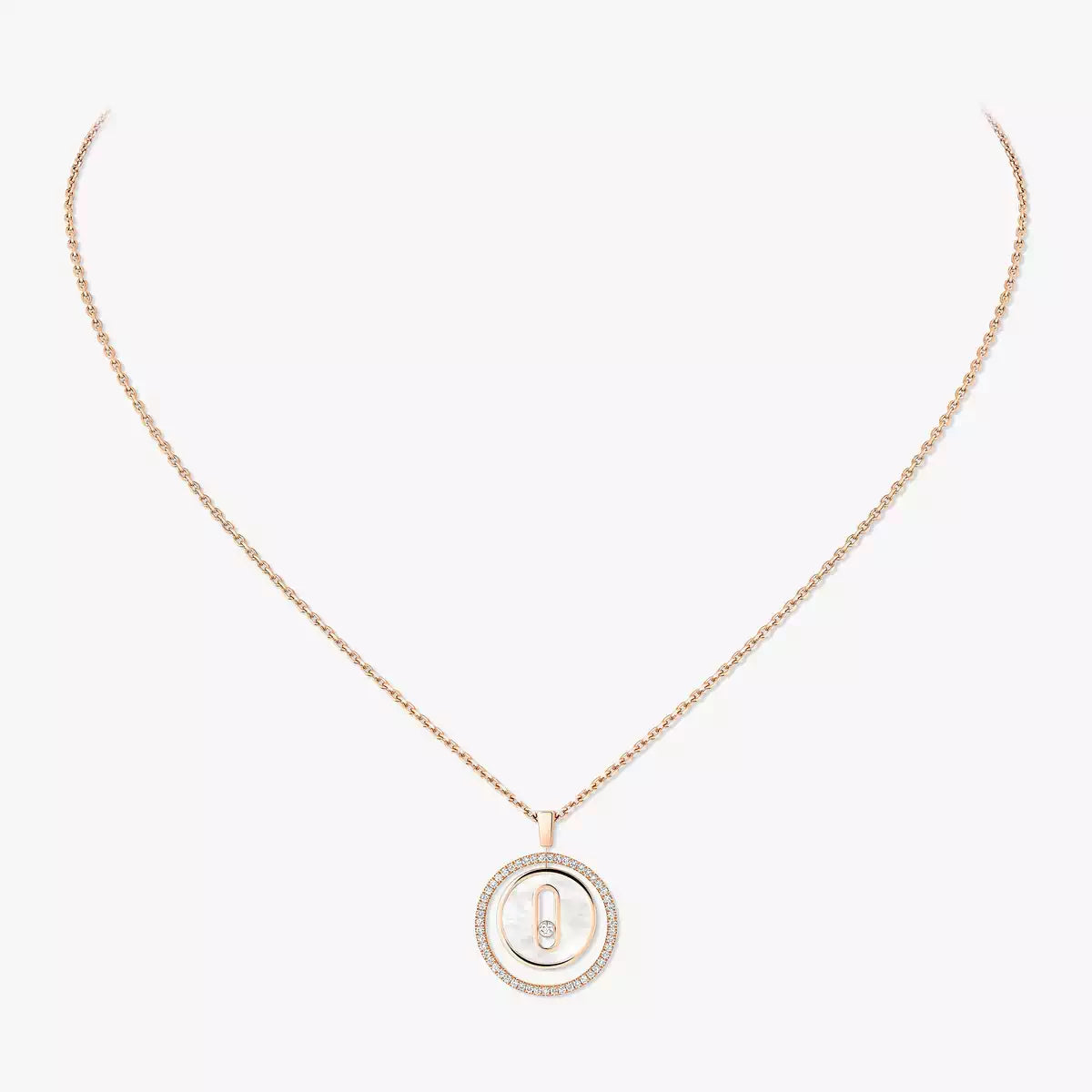 [moco jewelrys]Lucky Move Diamond Necklace in Rose Gold and White Mother-of-Pearl