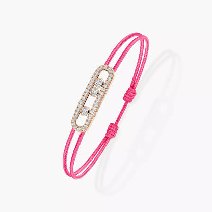 [moco jewelrys]Messika Care(s) pink cord pavé bracelet