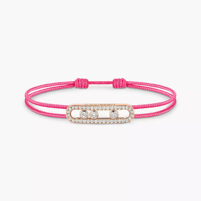 [moco jewelrys]Messika Care(s) pink cord pavé bracelet