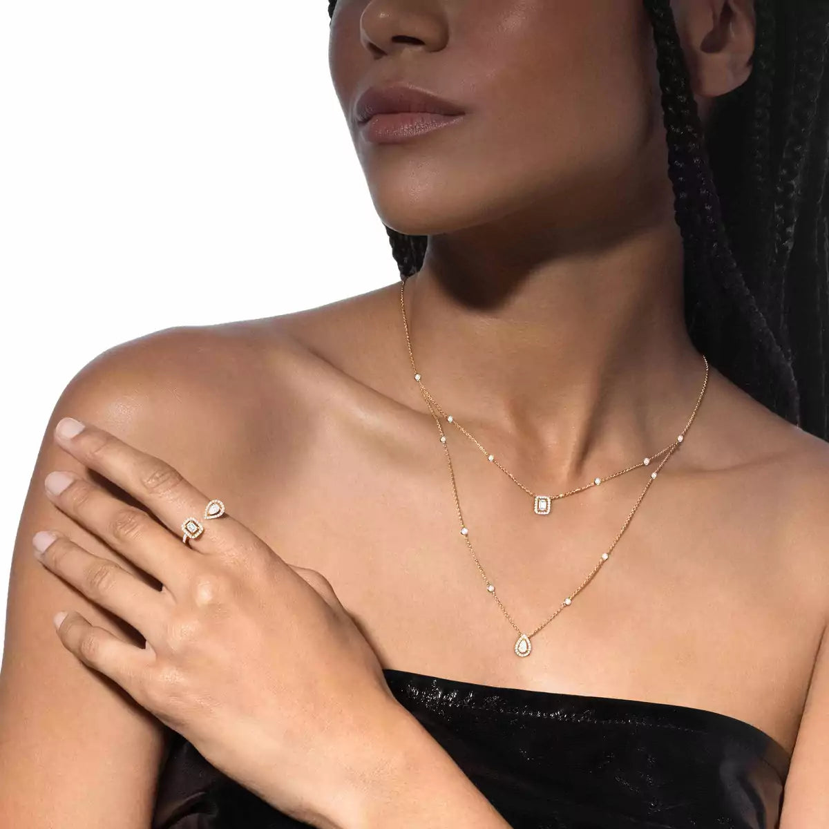 [moco jewelrys]Diamond Necklace My Twin 2 Rows