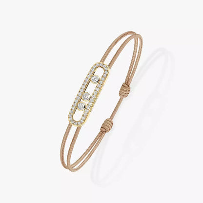 [moco jewelrys]Messika Care(s) pink cord pavé bracelet