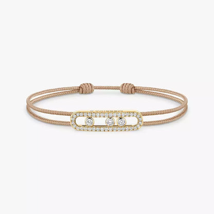 [moco jewelrys]Messika Care(s) pink cord pavé bracelet