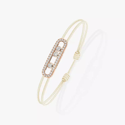 [moco jewelrys]Messika Care(s) pink cord pavé bracelet
