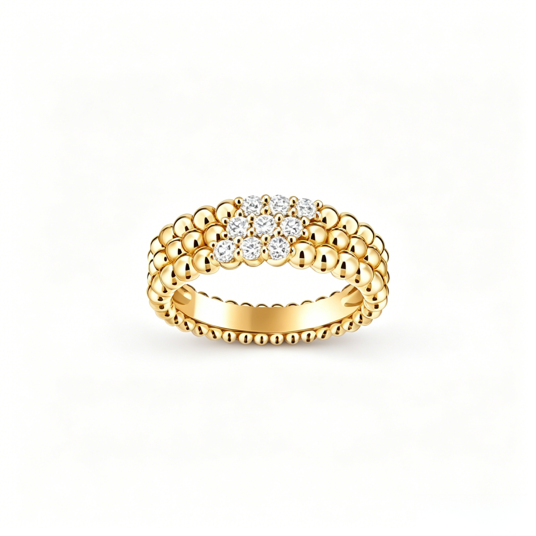 [moco jewelrys JURI] THREE-ROW DIAMOND RING