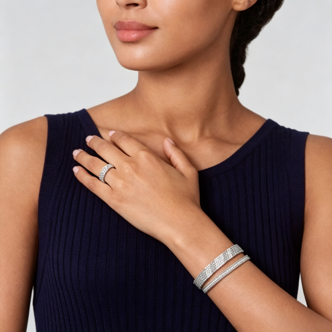 [moco jewelrys JURI] THREE-ROW DIAMOND RING