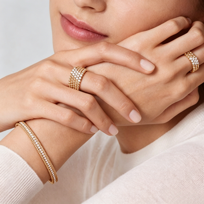 [moco jewelrys JURI] THREE-ROW DIAMOND RING