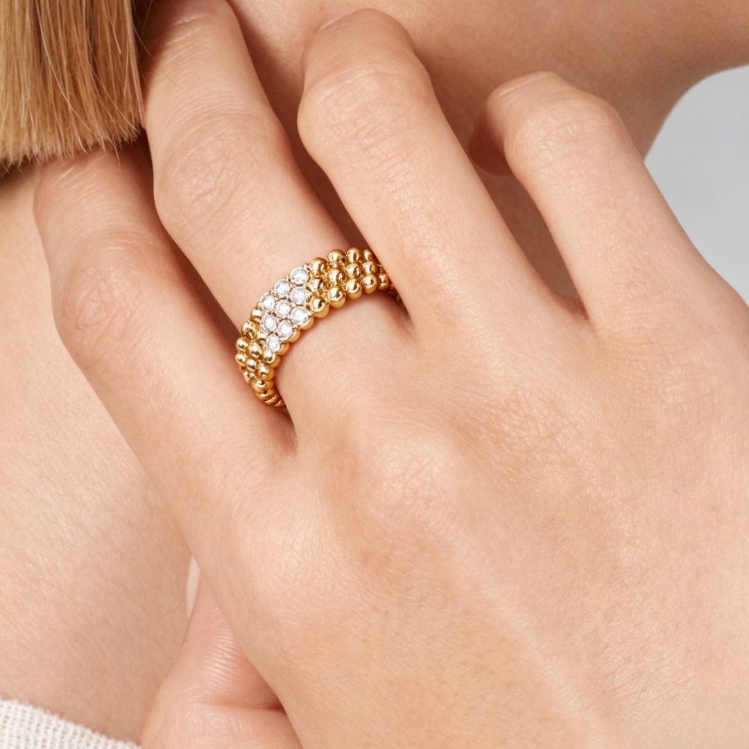 [moco jewelrys JURI] THREE-ROW DIAMOND RING