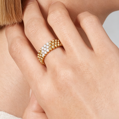 [moco jewelrys JURI] THREE-ROW DIAMOND RING