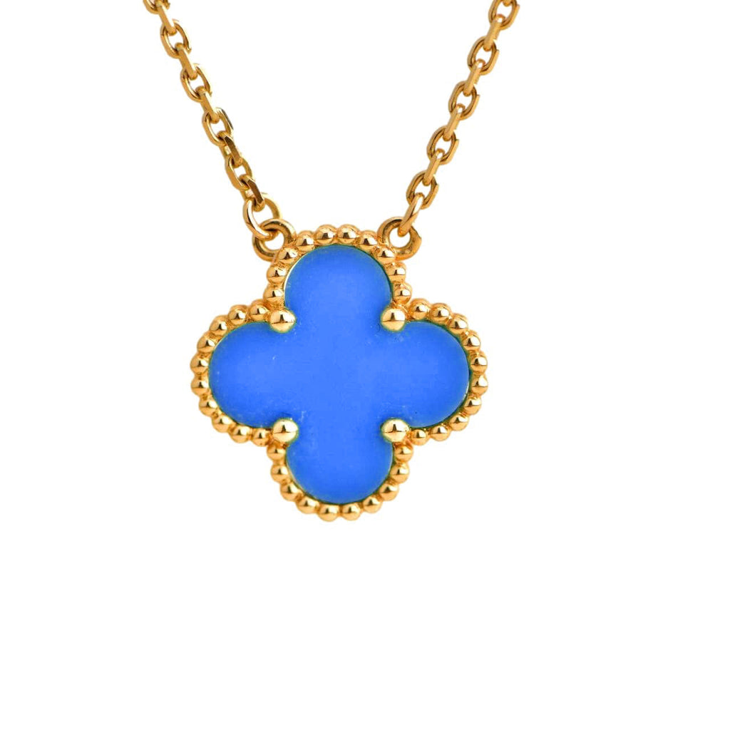 ??Loco?¡¥CLOVER 15MM BLUE AGATE NECKLACE