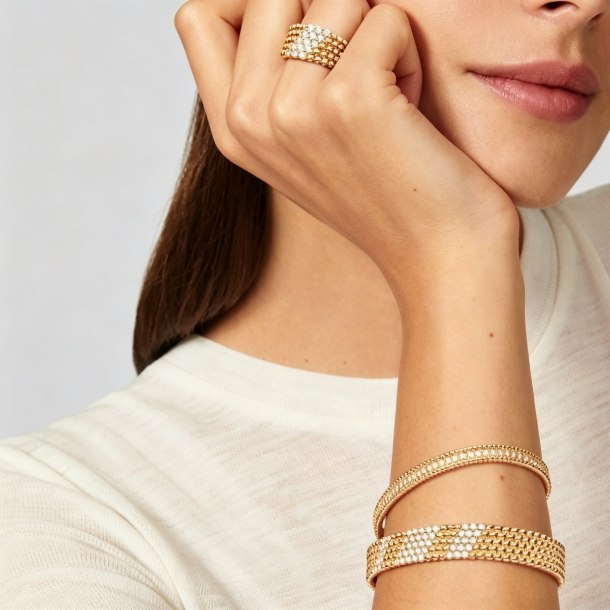 [moco jewelrys JURI]  FIVE-ROW DIAMOND BRACELET