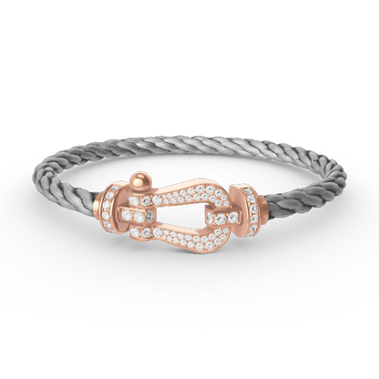 [moco jewelrys] Großes Hufeisen-Armband mit Diamanten in Roségold