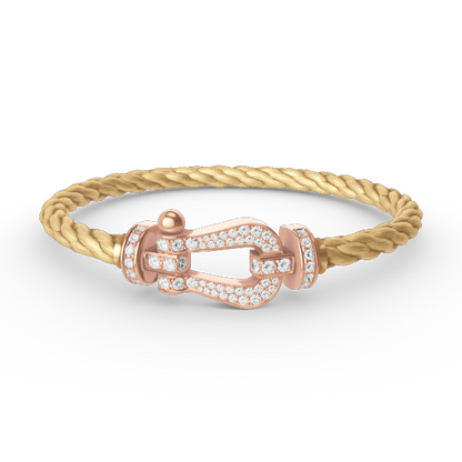 [moco jewelrys] Großes Hufeisen-Armband mit Diamanten in Roségold
