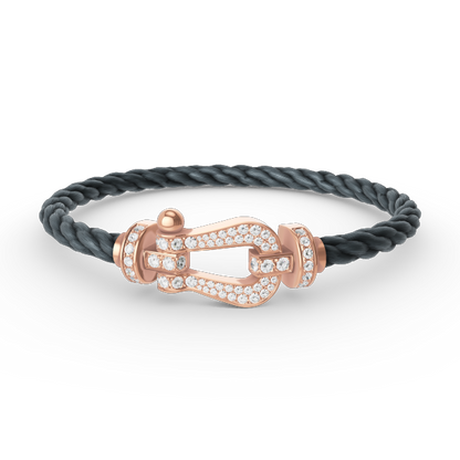 [moco jewelrys] Großes Hufeisen-Armband mit Diamanten in Roségold