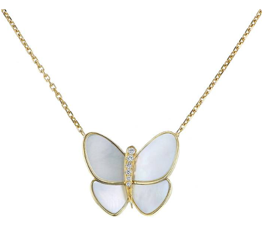 [moco jewellerys]バタフライ ゴールド モップ ダイヤモンド ネックレス
