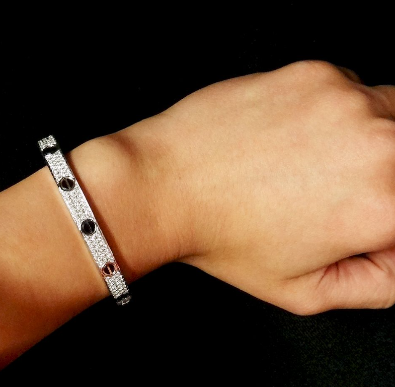 [moco jewelrys] LOVE ARMBAND 6,1 MM DIAMANT-PAVED KERAMIK 