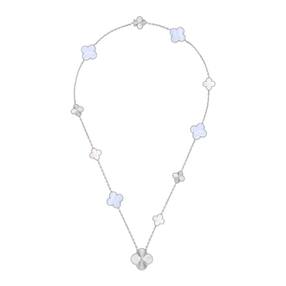 [Moco jewelrys]DETACHABLE CLOVER 15(11+4) FLOWER SILVER NECKLACE SET