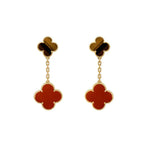 ??Loco?¡¥CLOVER  2 MOTIF  TIGER EYE CARNELIAN EARRINGS