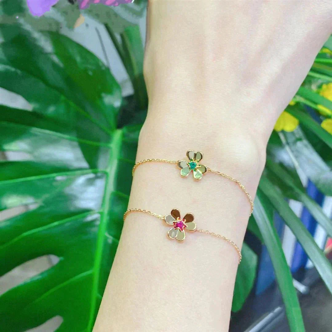 ??Loco?¡¥FRIVOLE GOLD FLOWER PINK MALACHITE BRACELET