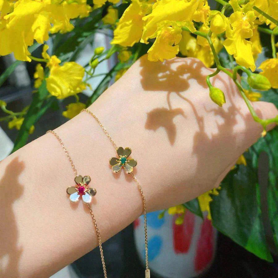 [moco jewelrys]FRIVOLE GOLD FLOWER PINK MALACHITE BRACELET