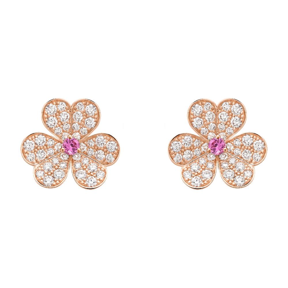 ??Loco?¡¥FRIVOLE PINK GOLD FLOWER DIAMOND EARRINGS