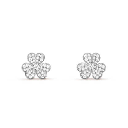 [moco jewelrys]FRIVOLE SILVER FLOWER DIAMOND EARRINGS