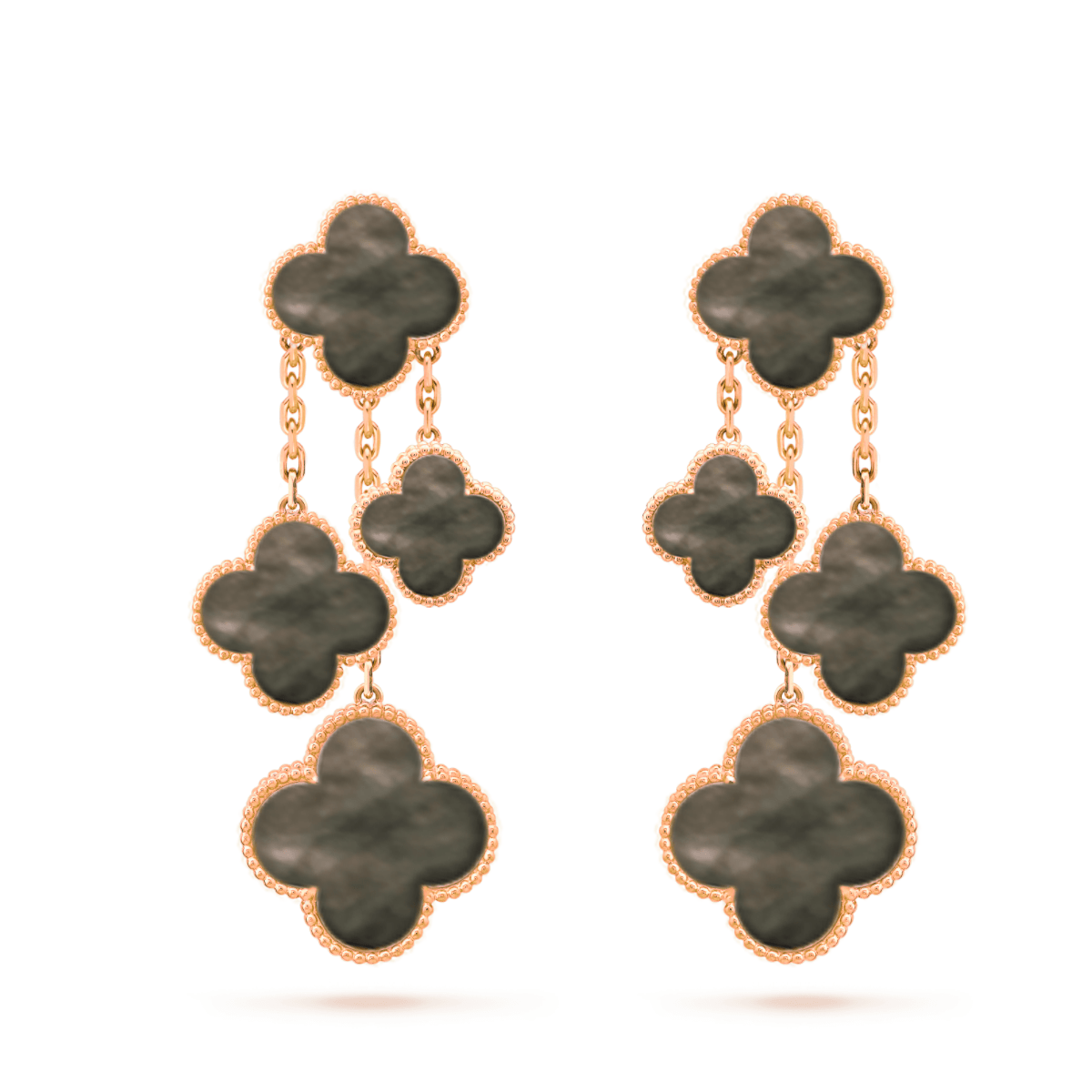 ??Loco?¡¥CLOVER EARRINGS DARK MOP 4 MOTIFS ROSE GOLD