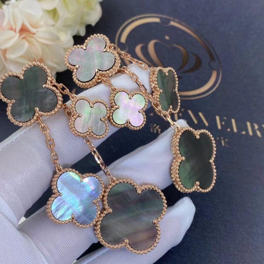 ??Loco?¡¥CLOVER EARRINGS DARK MOP 4 MOTIFS ROSE GOLD