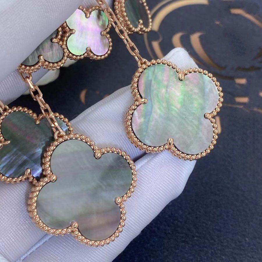 ??Loco?¡¥CLOVER EARRINGS DARK MOP 4 MOTIFS ROSE GOLD