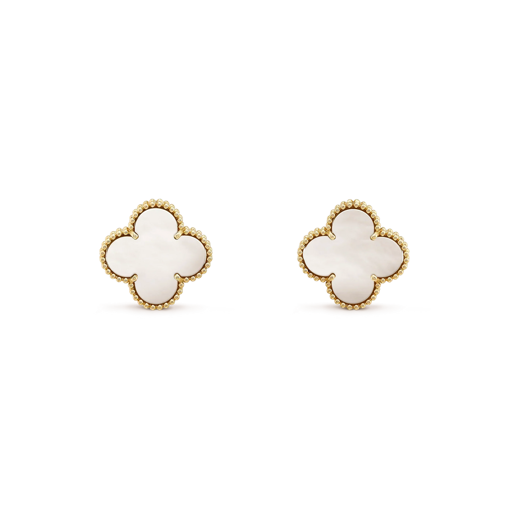 ??Loco?¡¥CLOVER MEDIUM 1 MOTIFS  WHITE MOP STUD EARRINGS