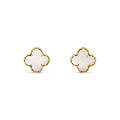 [moco jewelrys]CLOVER MEDIUM 1 MOTIFS  WHITE MOP STUD EARRINGS