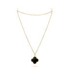 ??Loco?¡¥CLOVER 25MM GOLD ONYX BIG CLOVER NECKLACE