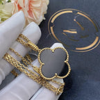 ??Loco?¡¥CLOVER 25MM GOLD ONYX BIG CLOVER NECKLACE