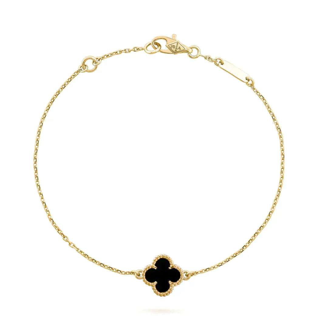 [moco jewelrys]CLOVER ONYX EINZELNE BLUMENARMBAND
