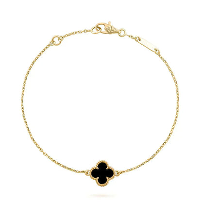 [moco jewelrys]CLOVER ONYX EINZELNE BLUMENARMBAND